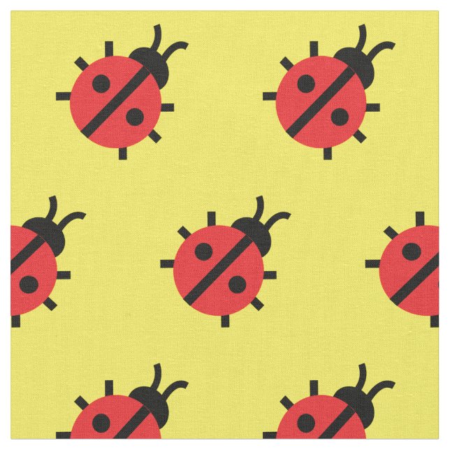 Cute Lady Bug Kid Baby Nursery Bug Insect Yellow Fabric (Close Up)
