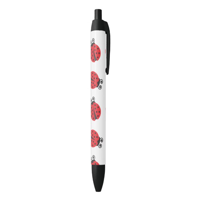 Cute Lady Bug Pattern Black Ink Pen (Bottom (Vertical))