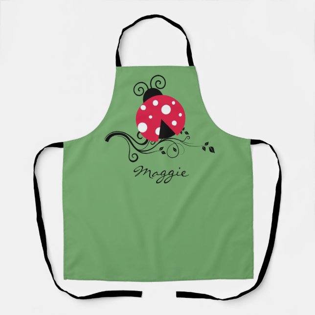 Cute Lady Bug Personalised Kitchen Apron (Front)