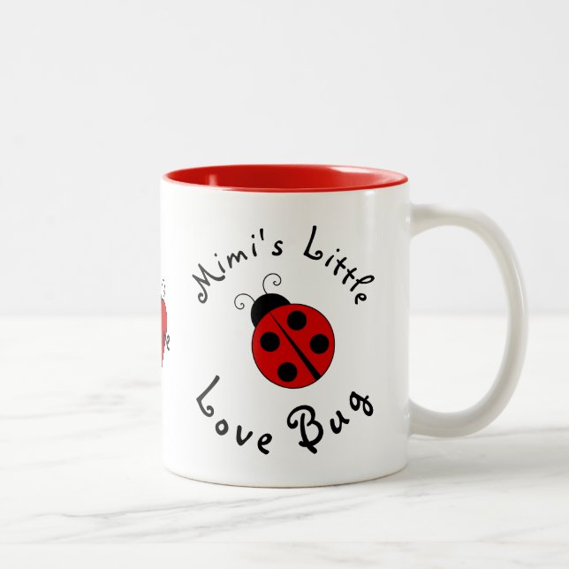 Cute Lady Bug Personalised Mimi's Little Love Bug Two-Tone Coffee Mug (Right)