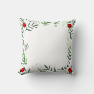 Cute Lady Bugs and Plant Leaves Cushion