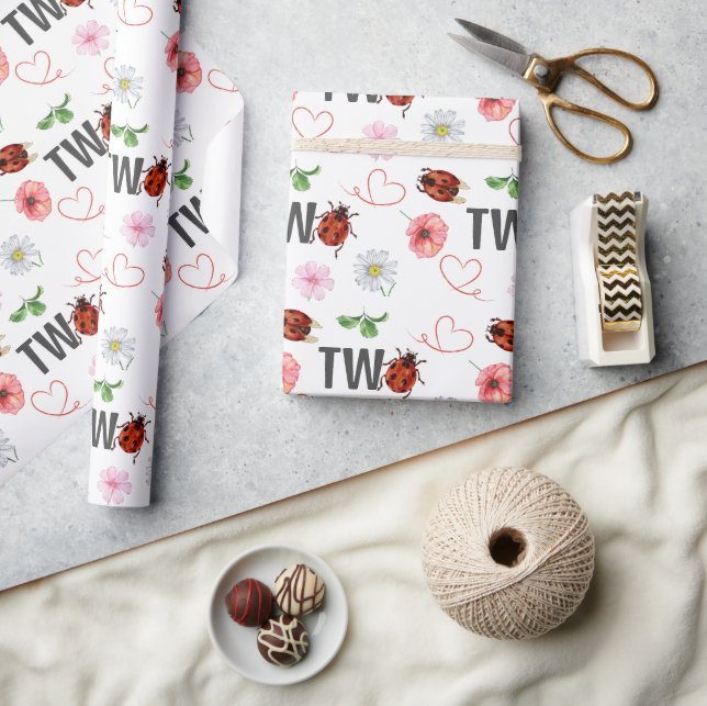 Cute Lady Bugs Gift 2nd birthday Wrapping Paper (Crafts)