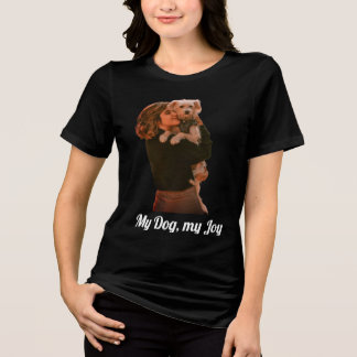 Cute lady carrying adorable puppy Tri-Blend shirt