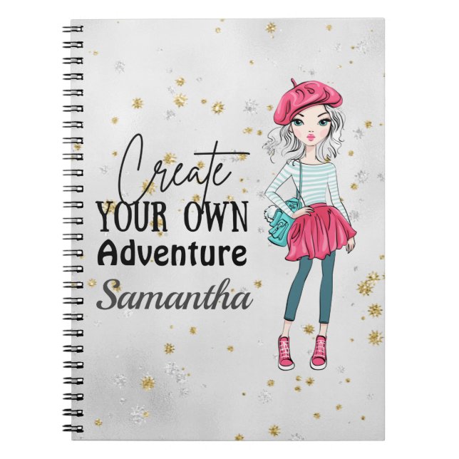 Cute Lady | Create Your Own | Personalise | Grey Notebook (Front)