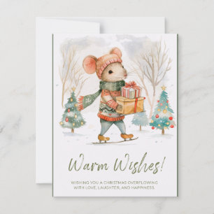 Cute Lady Mouse Bearing Gifts Christmas Card