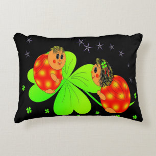 Cute Ladybird Shamrock Decorative Cushion