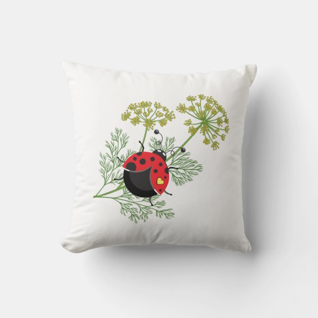 Cute Ladybug 16"x16" Throw Pillow (Front)