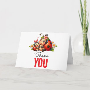 Cute Ladybug 1st Birthday Bug Theme Party Thank You Card