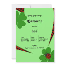 Cute Ladybug 1st Birthday Party Invitation Card
