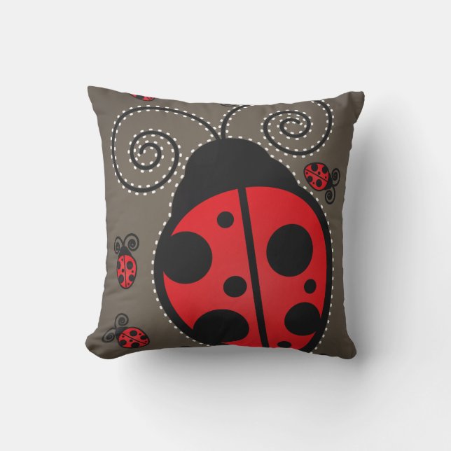 Cute Ladybug American Mojo Throw Pillow (Front)