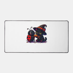 Cute Ladybug and Black Cat Halloween Classic T-Shi Desk Mat