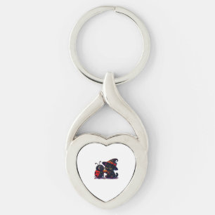 Cute Ladybug and Black Cat Halloween Classic T-Shi Key Ring