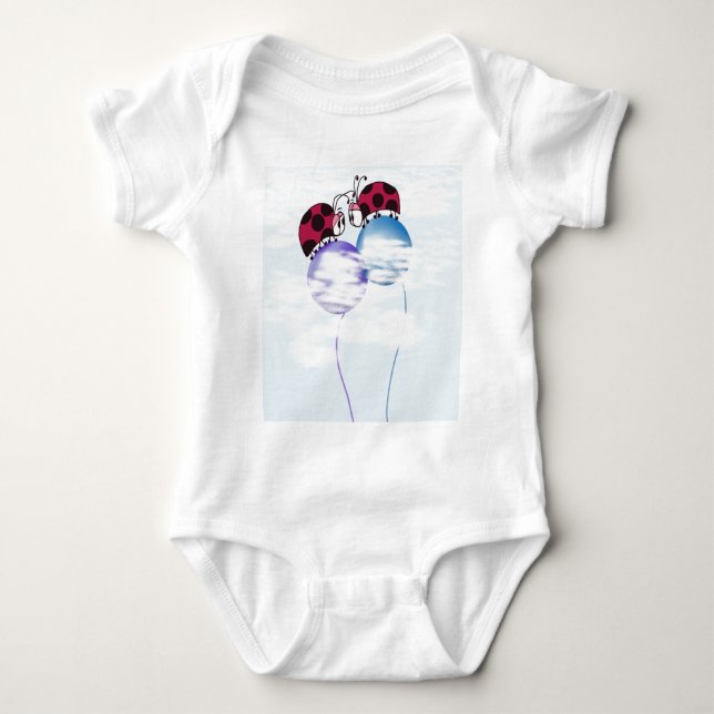 Cute Ladybug And Colourful Balloons Cartoon Baby Bodysuit (Front)