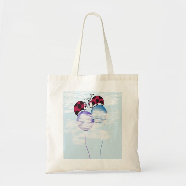 Cute Ladybug And Colourful Balloons Cartoon Tote Bag (Front)