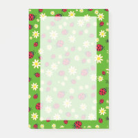 cute ladybug and daisy flower pattern green