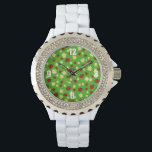 cute ladybug and daisy flower pattern green watch<br><div class="desc">Cute and trendy pattern featuring hand drawn cartoon of ladybugs and daisies on a green background.</div>