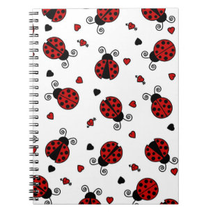 Cute Ladybug and Hearts Pattern Notebook