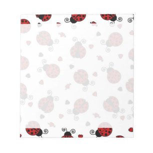 Cute Ladybug and Hearts Pattern Notepad