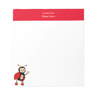 Cute Ladybug and Red Header Simple Notepad