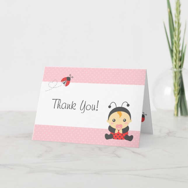 Cute Ladybug Baby Girl, Thank You (Front)