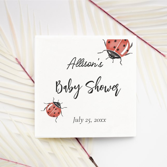 Cute Ladybug Baby Shower Napkin (Creator Uploaded)