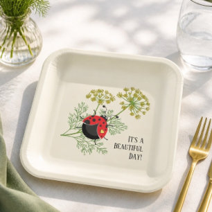 Cute Ladybug Beautiful Day Paper Plate
