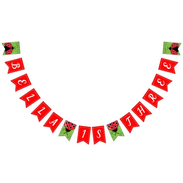 Cute Ladybug Birthday Bunting Flags/Banner (All)
