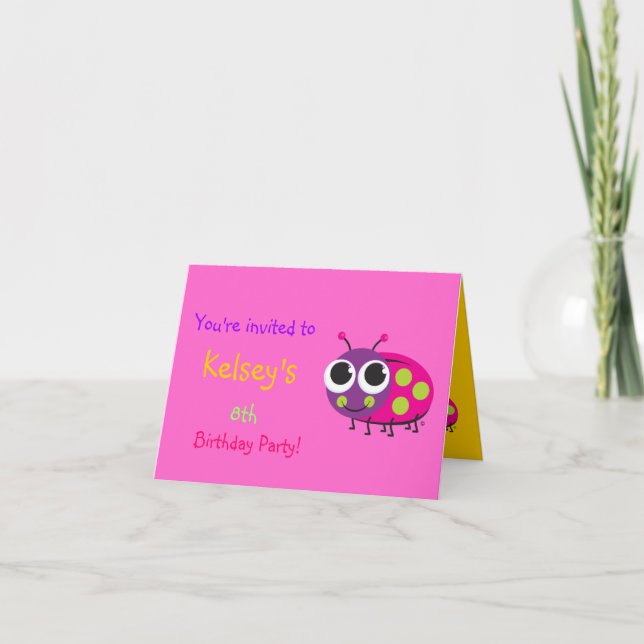 Cute Ladybug Birthday Invitation (Front)