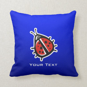 Cute Ladybug; Blue Cushion