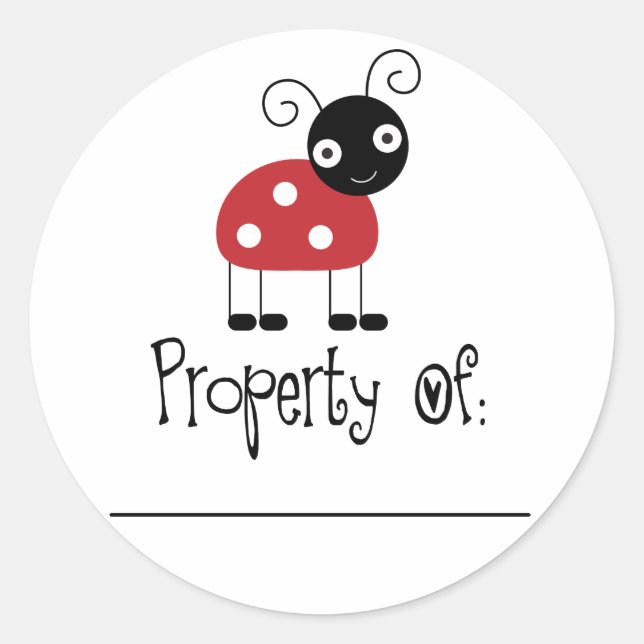 Cute Ladybug Bookplate Stickers (Front)