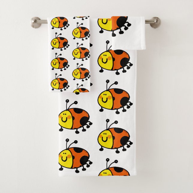 Cute Ladybug Cartoon  Bath Towel Set (Insitu)