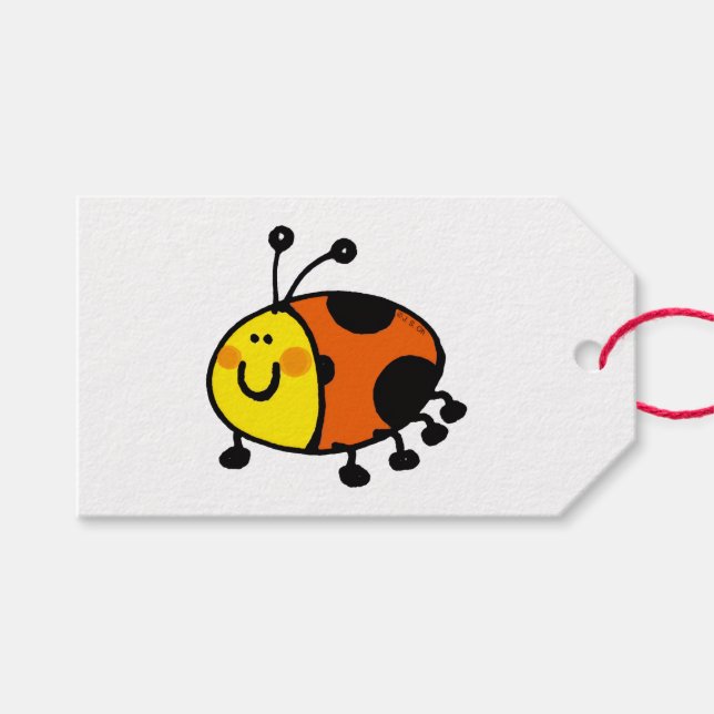 Cute Ladybug Cartoon  Gift Tags (Front (Horizontal))