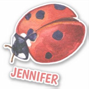 Cute Ladybug Cartoon - Personalized Kids' Sticker