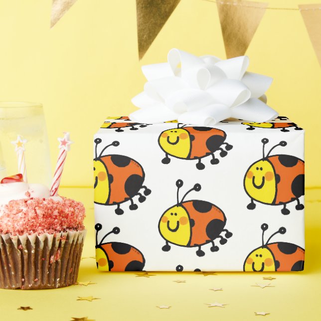 Cute Ladybug Cartoon  Wrapping Paper (Birthday Party)