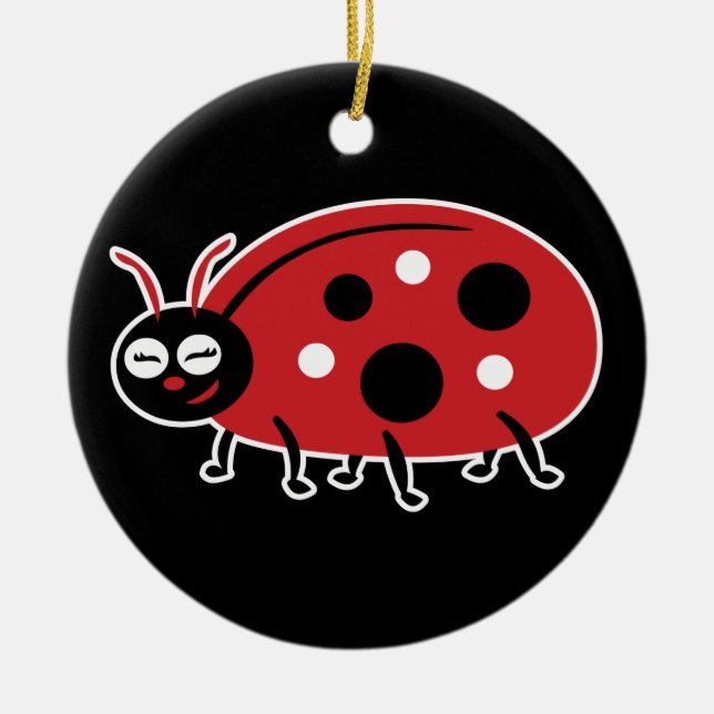 Cute Ladybug Ceramic Ornament (Front)
