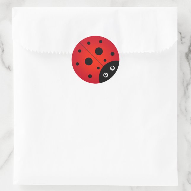 Cute Ladybug Classic Round Sticker (Bag)
