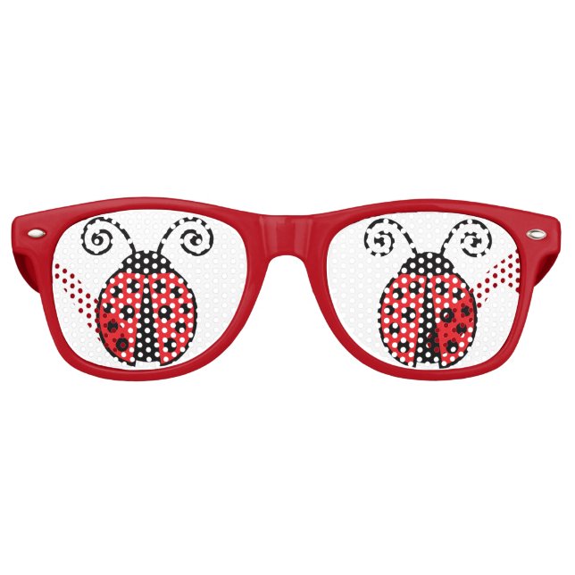 Cute Ladybug Cool Retro Red Retro Sunglasses (Front)