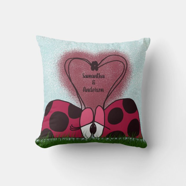 Cute Ladybug Couple  Cushion (Front)