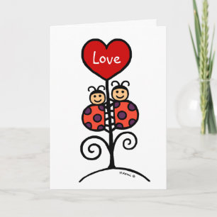 Cute Ladybug Couple drawing Holiday Card