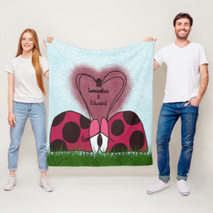 Cute Ladybug Couple Fleece Blanket