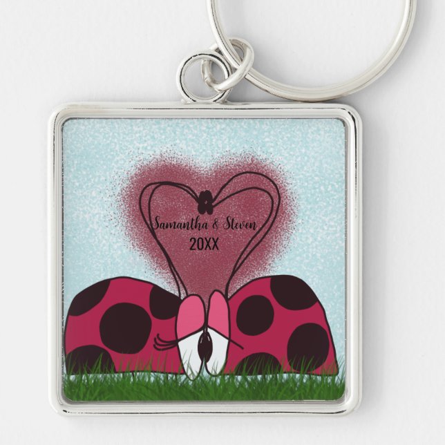 Cute Ladybug Couple  Key Ring (Front)