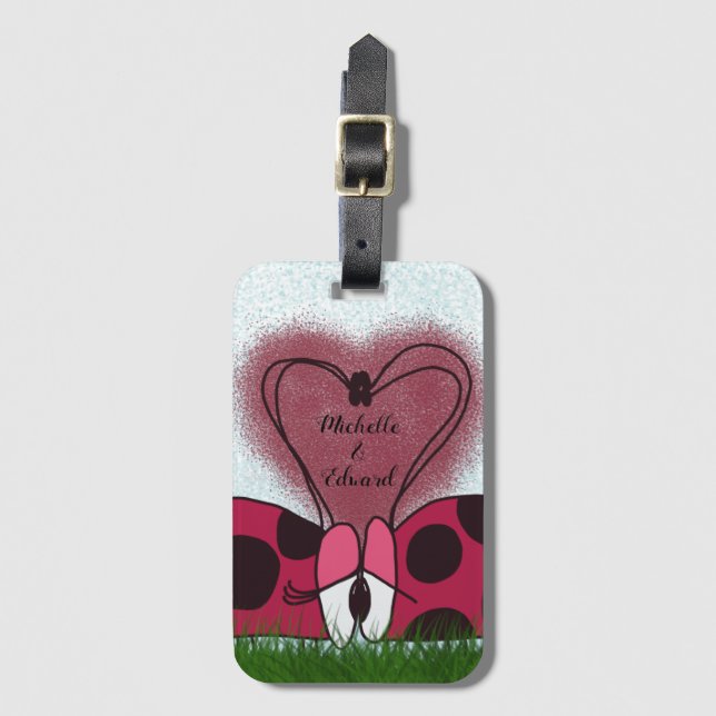 Cute Ladybug Couple  Luggage Tag (Front Vertical)
