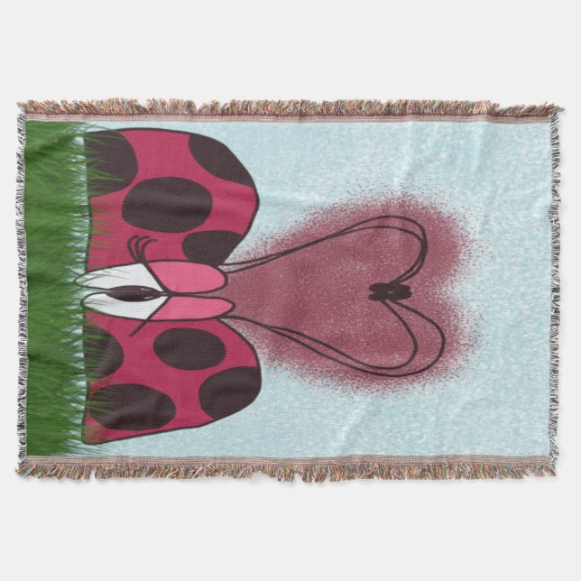 Cute Ladybug Couple  Throw Blanket (Front)