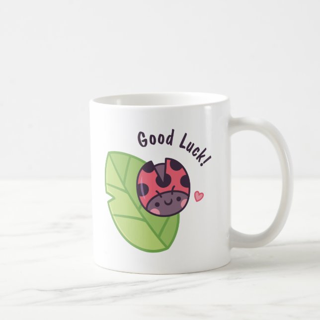 Cute Ladybug Doodle Good Luck Coffee Mug (Right)
