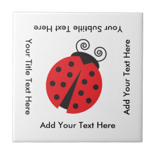 Cute Ladybug Drawing Ceramic Tile