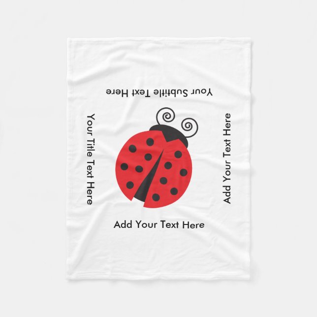 Cute Ladybug Drawing Fleece Blanket (Front)