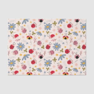Cute Ladybug Floral Pattern Tissue Paper