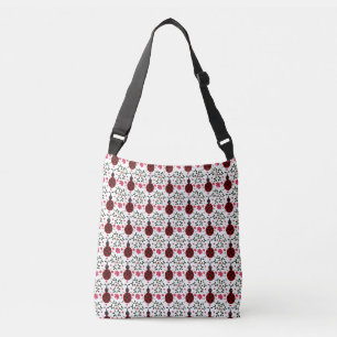 Cute Ladybug Floral Seamless Pattern Crossbody Bag