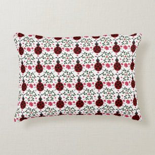 Cute Ladybug Floral Seamless Pattern Decorative Cushion