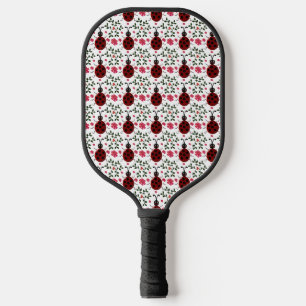 Cute Ladybug Floral Seamless Pattern Pickleball Paddle